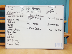 Be Fitter fitness challenge written on a whiteboard